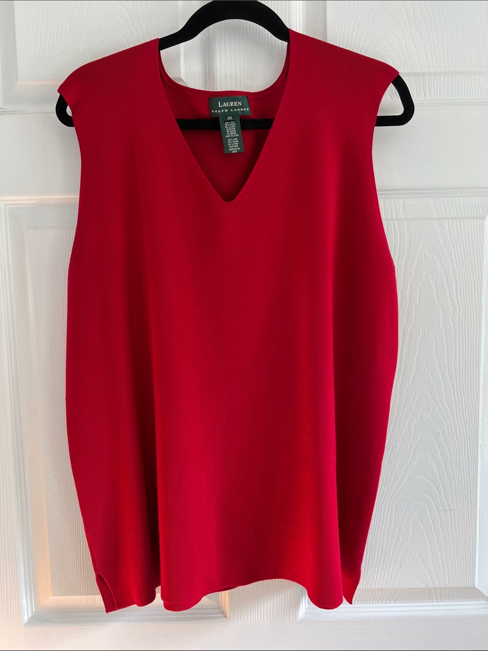 Lauren Ralph Lauren Red V-Neck Silk Sleeveless Knit Tank/sweater vest
